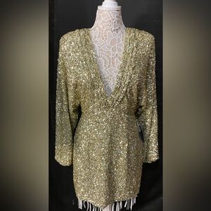 Retrofete Designer Gold Sequin Dress